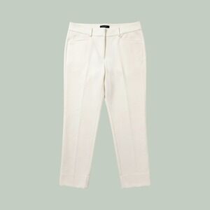 Loft‎ Marisa Dress Pants Womens 4 Cream Off White Straight Leg Cotton Stretch